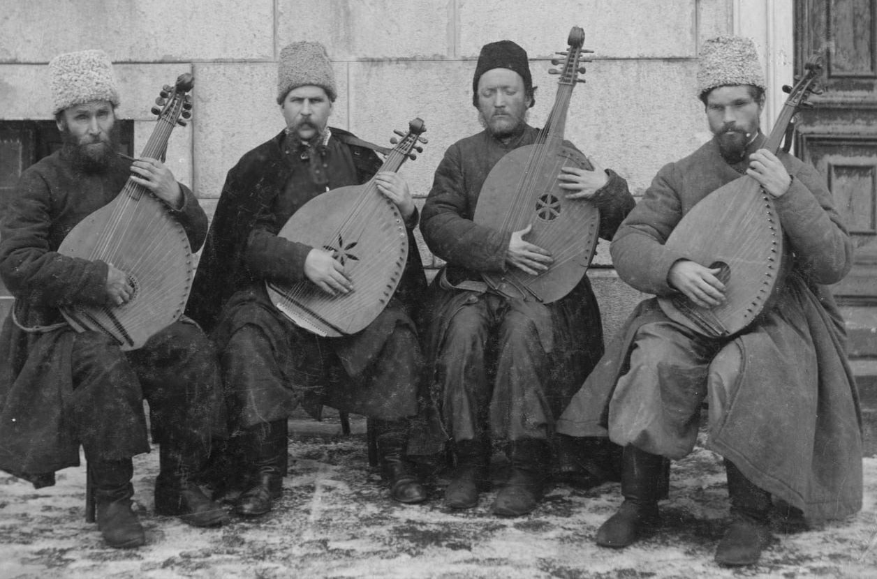 Харківські кобзарі_ Степан Пасюга, Іван Кучугура-Кучеренко, Павло Гащенко, Григорій Кожушко. Фото з відкритих джерел